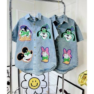 Áo Jean, Áo sơ mi bò nữ hình thú Cute ngộ nghĩnh dáng suông dài form rộng over size chất mềm mịn hot trend 2023