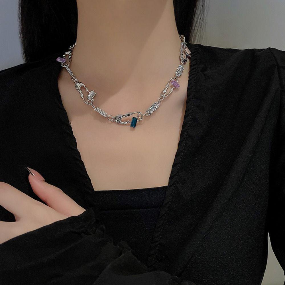 LOMBARD Vòng Cổ Choker Hình Thánh Giá Đính Đá Phong Cách Hàn Quốc Cho Nam