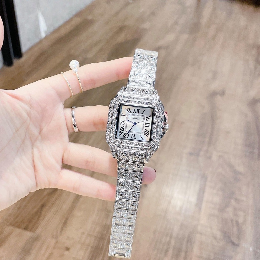 Đồng hồ nữ Scottie mặt vuông full đá hot trend bền bỉ sang trọng Mai Luxury Watch SC 9127