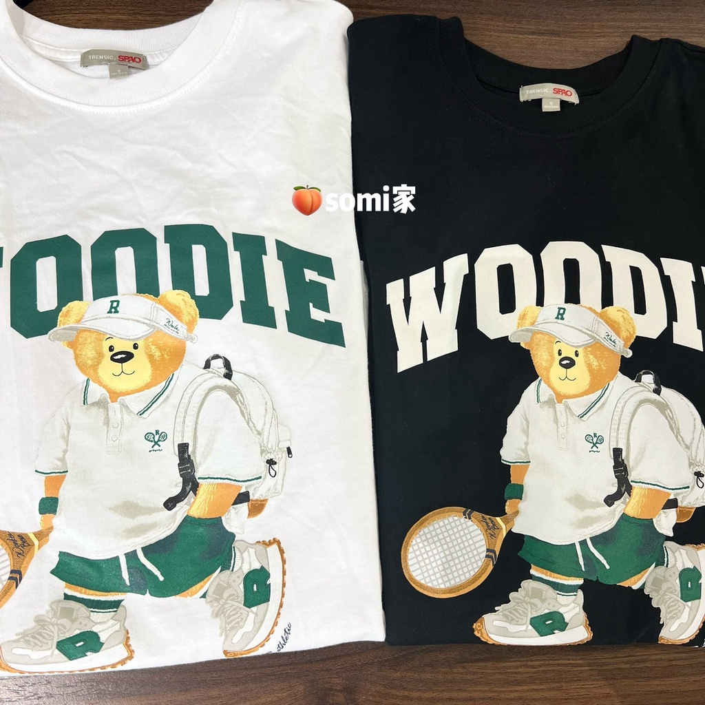 Spao Áo Thun Tay Ngắn Vải Cotton In Hình Gấu Dễ Thương