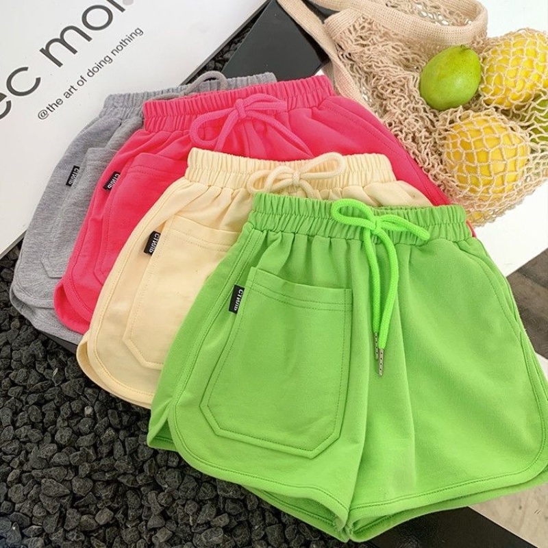 Quần Short Thể Thao Vải Cotton Lưng Thun Cột Dây Thời Trang Mùa Hè Hàn Quốc Mới 2023 Cho Bé Gái