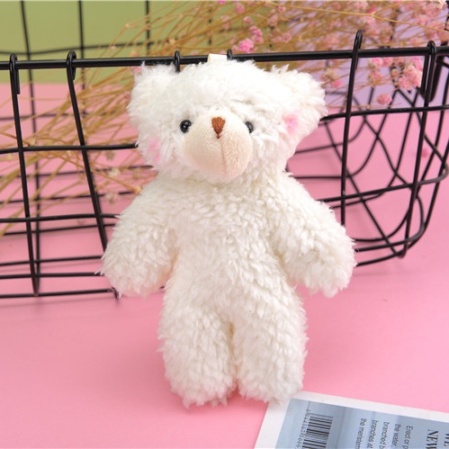 Móc Khóa Gấu Nhồi Bông Đính Ngọc Trai Dễ Thương