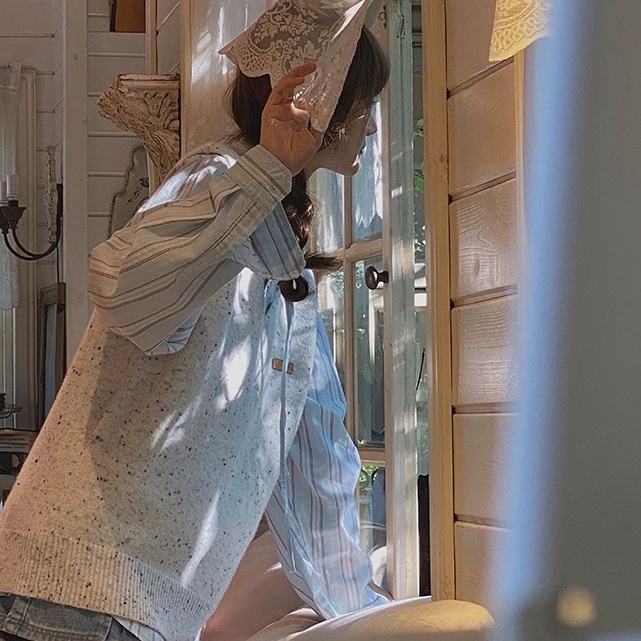 Áo sơ mi SUXI tay dài họa tiết kẻ sọc phong cách Hàn Quốc cổ điển thời trang mùa xuân dành cho nữ oversize