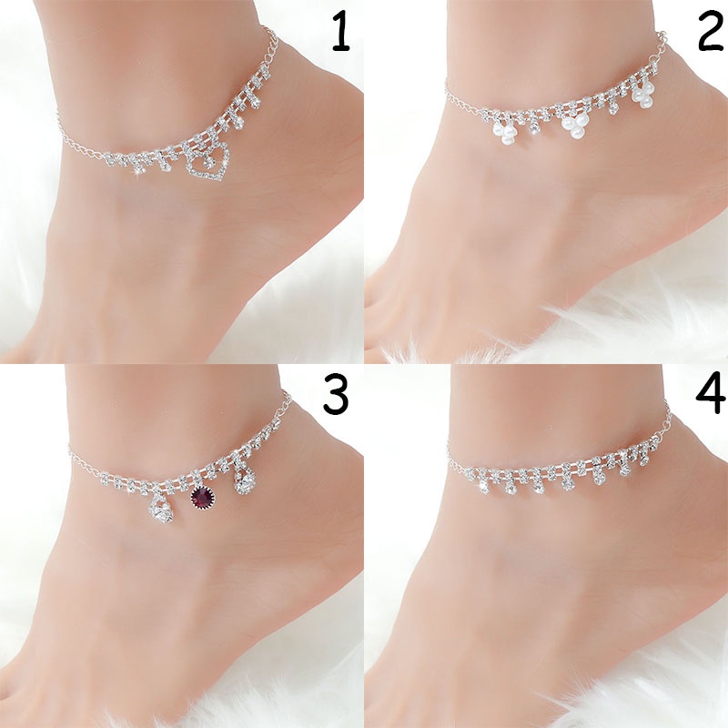 Lắc Chân Mặt Trái Tim Đính Đá Sang Trọng Cho Nữ