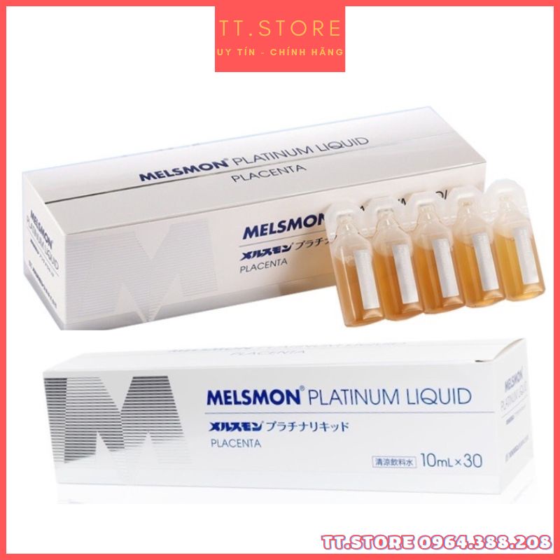 Tế Bào Gốc Nhau Thai Ngựa Dạng Uống Melsmon Platinum Liquid Hộp 30 Ống Nhật Bản.