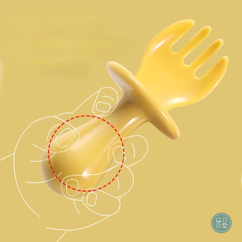 Bộ 2 Muỗng Nĩa mini Mềm Mại Cho Bé Tập Ăn