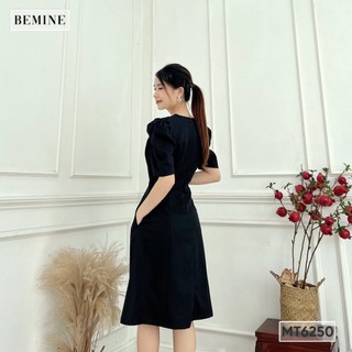 Đầm cổ phối V tay phồng BEMINE MT6250