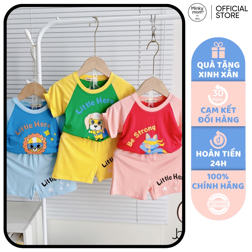 [8-19KG] Bộ Quần Áo Bé Gái, Bé Trai Minky Mom Vải Thun Lạnh Chó Cứu Hộ Giáp Lăng, Bộ Cộc Tay Cho Bé Mặc Nhà MKM302