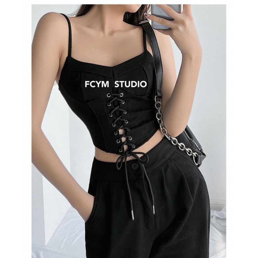 Áo Lửng Không Tay Eo Hẹp Phong Cách Retro Mỹ Gợi Cảm Dành Cho Nữ