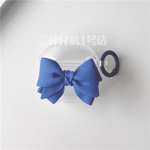 Hàng Sẵn Sàng! Vỏ Bảo Vệ Hộp Sạc Tai Nghe Remax TWS 19 Ba Chiều Đính Nơ Màu Xanh Dương Đậm