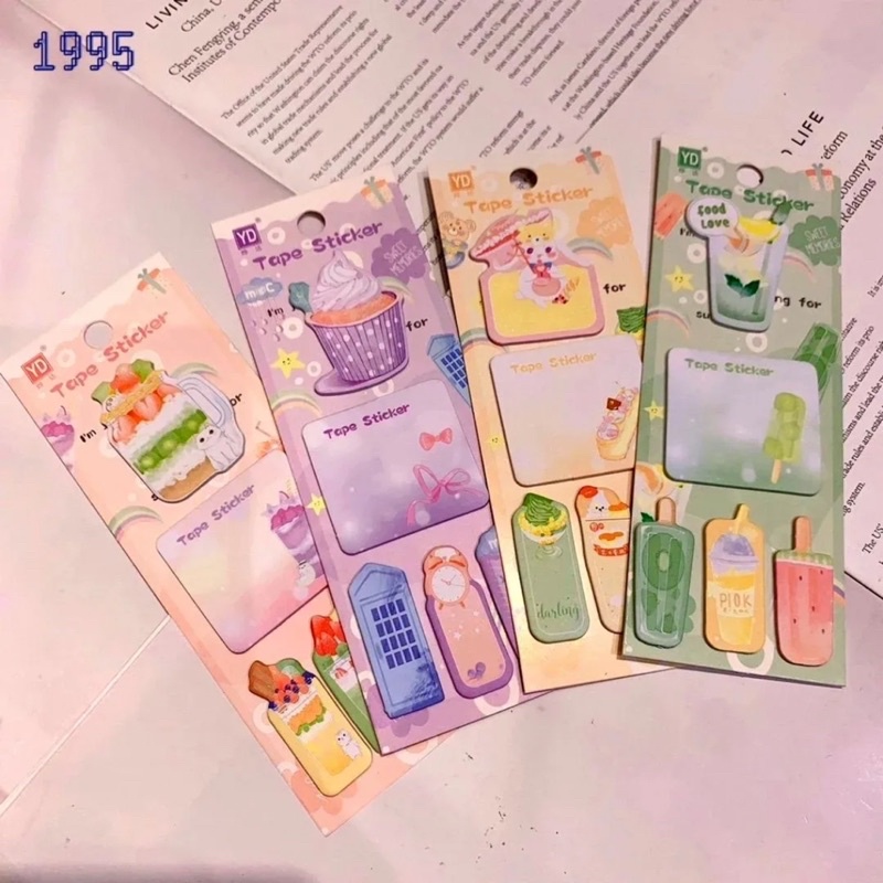 Giấy Dán Ghi Chú Phân Loại Nhiều Hoạ Tiết Hoạt Hình Dễ Thương