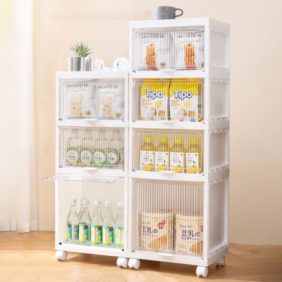 Tủ để đồ nhà tắm gấp gọn có bánh xe xoay 360 độ di chuyển nhẹ nhàng, kệ nhà vệ sinh chất liệu nhựa PP cao cấp