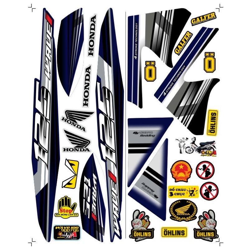 Tem rời Wave a 50 - 100 cc Đời 2006-2016 Mẫu 125i Phiên Bản Các Màu 900706