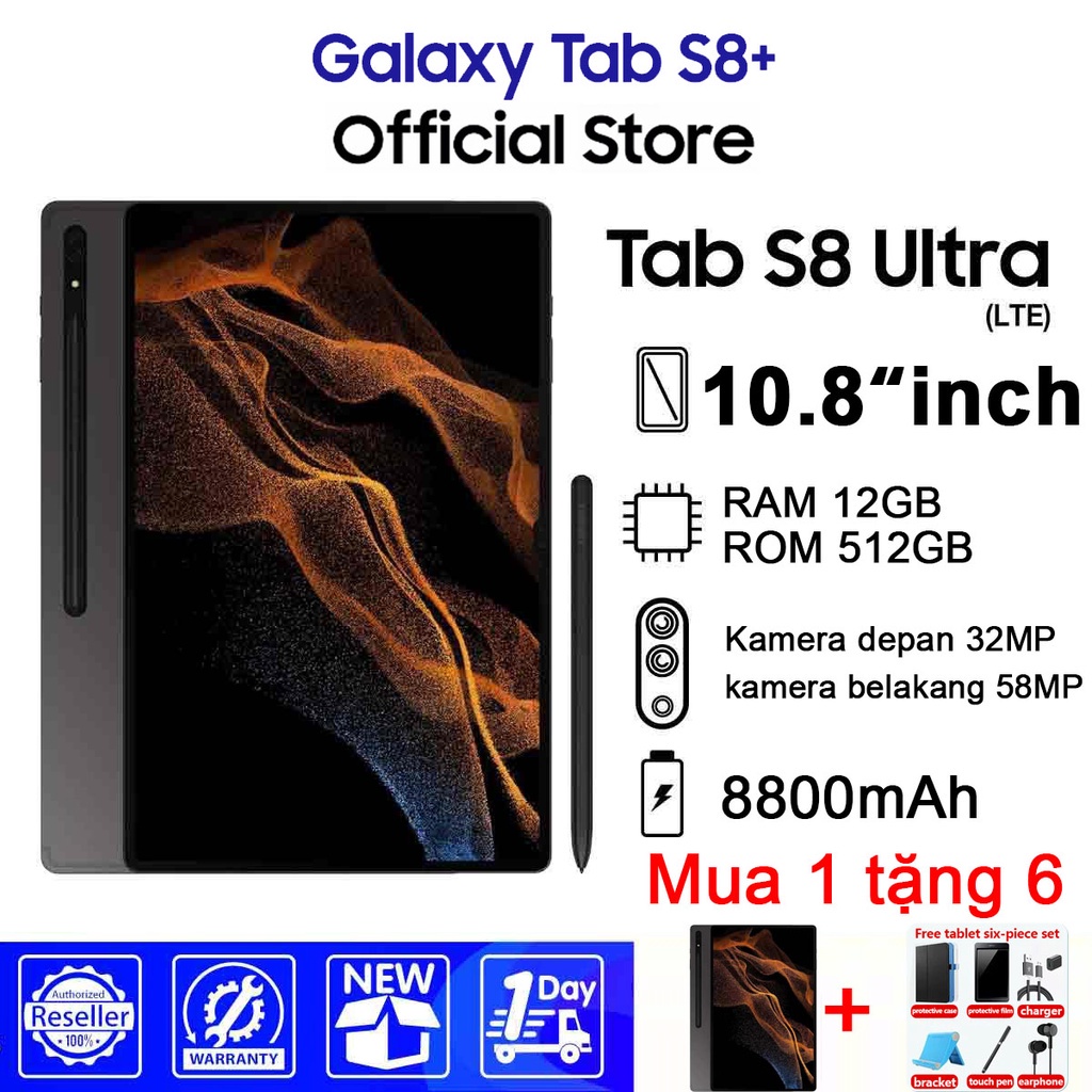 Máy tính bảng 5G mới giá rẻ Galaxy S8 S8 + S8 Plus Ultra 10,8 inch bảo hành 12 tháng lỗi 1 đổi 1 trong 15 ngày