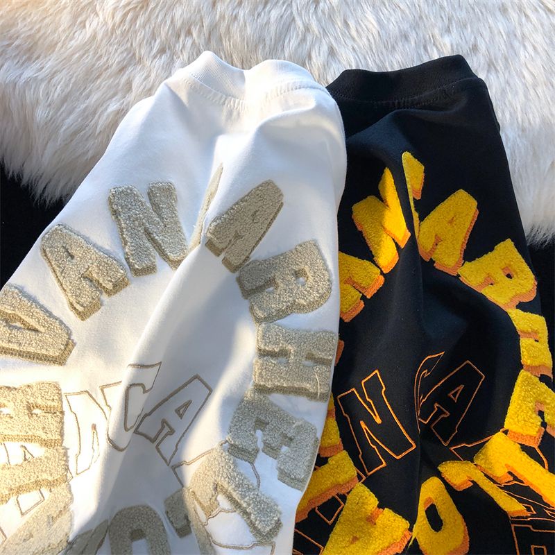 COZOK Áo Thun Ngắn Tay Dáng Rộng Thêu Họa Tiết Thời Trang