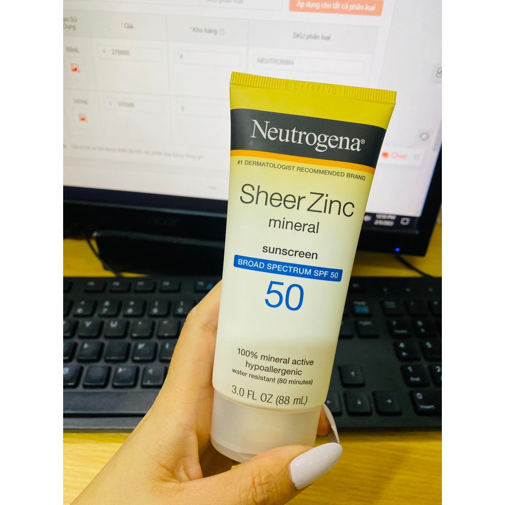 Kem chống nắng Neutrogena Sheer Zinc Dry Touch SPF 50