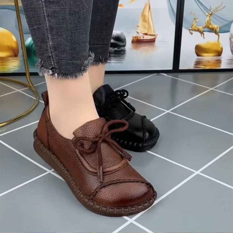 Giày Da Đế Mềm Mũi Tròn Phong Cách retro Thời Trang Mới 2023