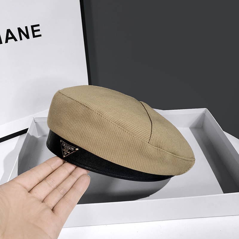 HMH®Mũ nồi beret viền da tag sắt thiết kế hiện đại chất liệu cotton 2 lớp dày dặn phong cách Hàn Quốc