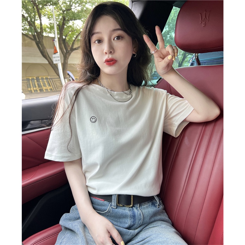 Áo Thun Tay Ngắn Cổ Tròn Dáng Rộng Thiết Kế Đơn Giản Thời Trang Mùa Hè Mới Cho