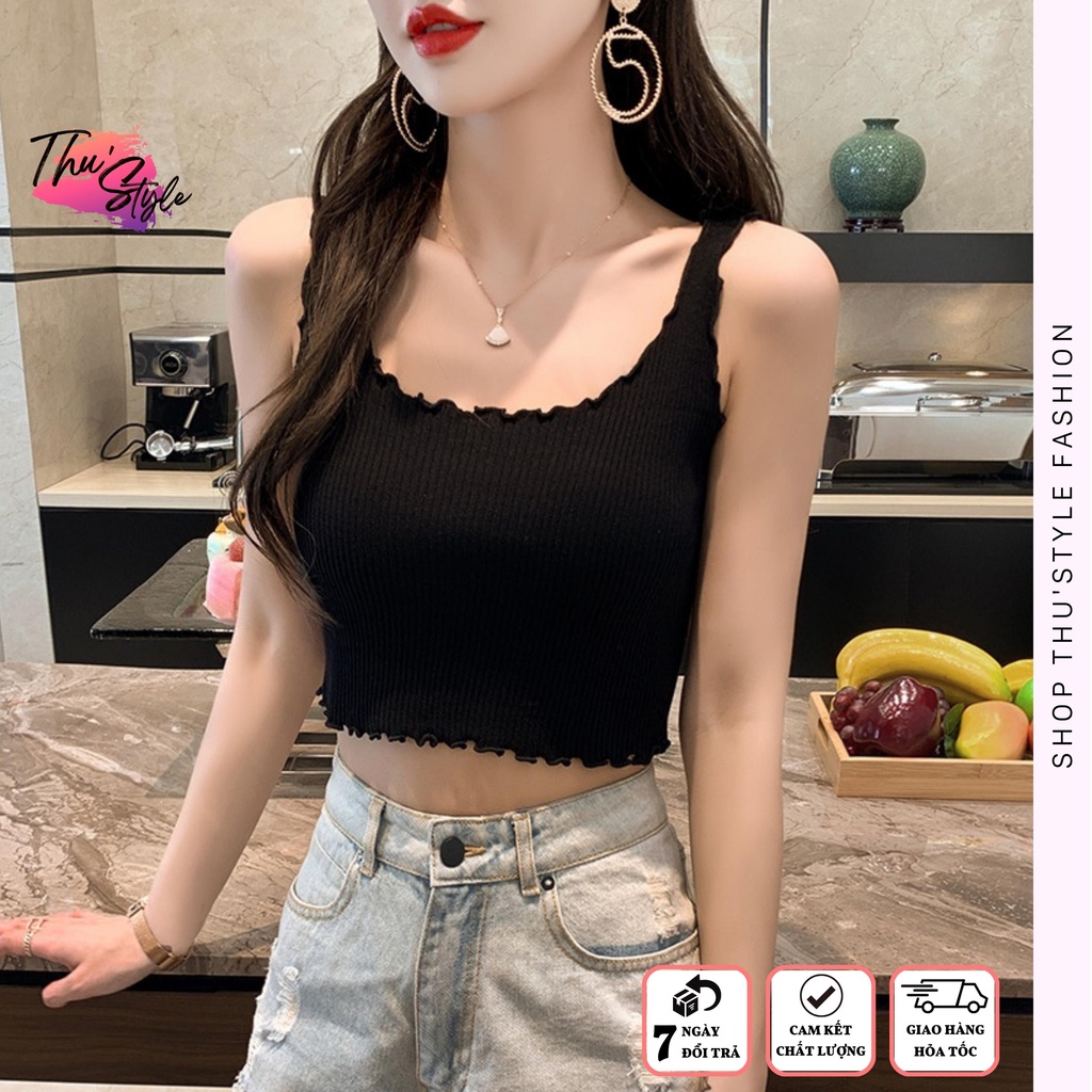 Áo Croptop Ba Lỗ Nữ CUỐN BIÊN Trơn HT Fashion Ôm Body Chất Tốt, Áo CRT Kiểu nữ ôm thun gân mềm mát HT Fashion