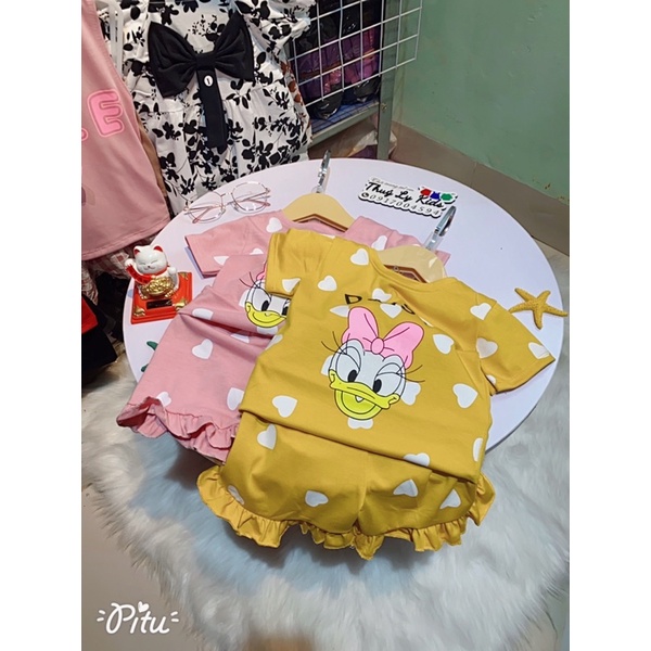 Set bộ cộc tay cho bé gái mẫu vịt DONA, chất cotton mềm mịn, thoáng mát, thấm hút mồ hôi siêu tốt