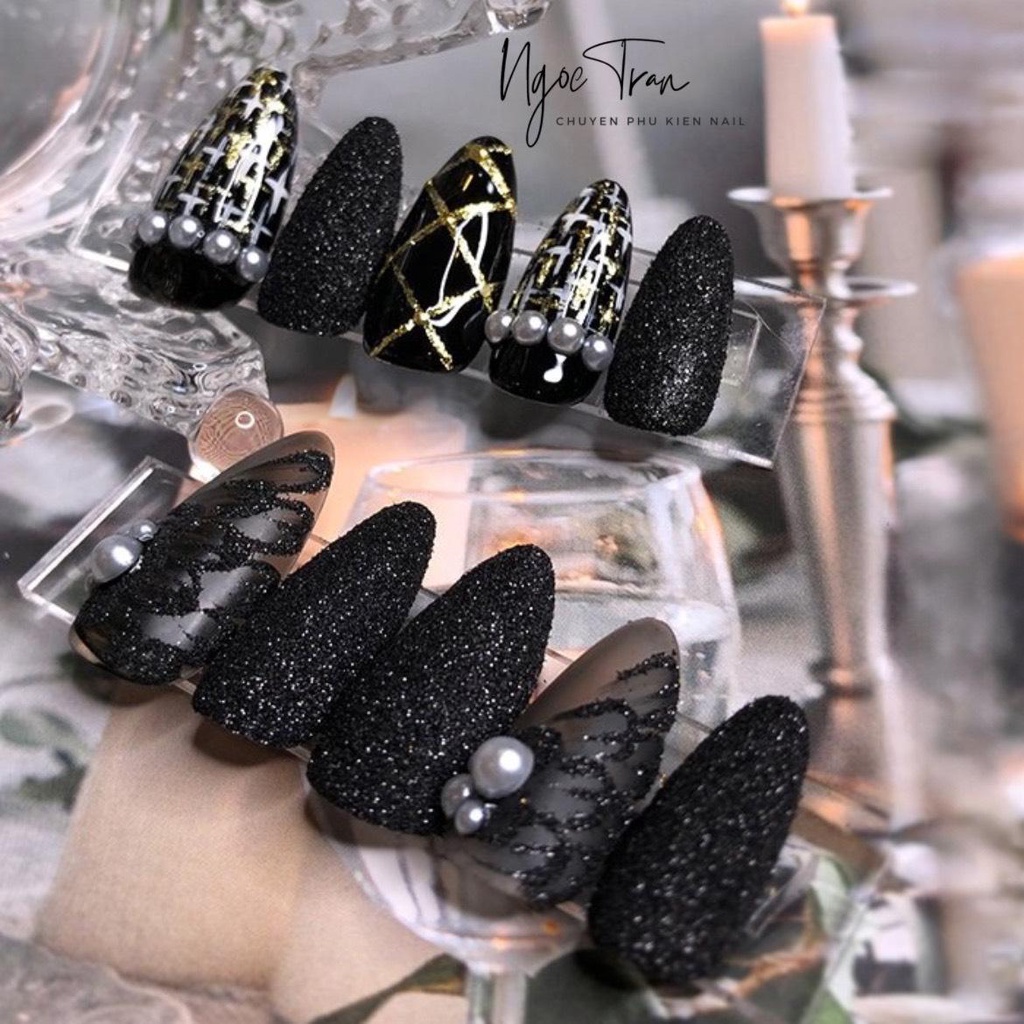 Set 6 Hủ Cát Rắc Trắng Đen & Xám Siêu Sáng | Trang Trí Móng Tay