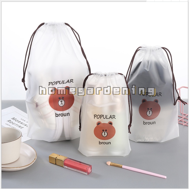 Set 10 Túi Đựng Mỹ Phẩm Trong Suốt Chống Thấm Nước Có Dây Rút Tiện Dụng Mang Theo Du Lịch