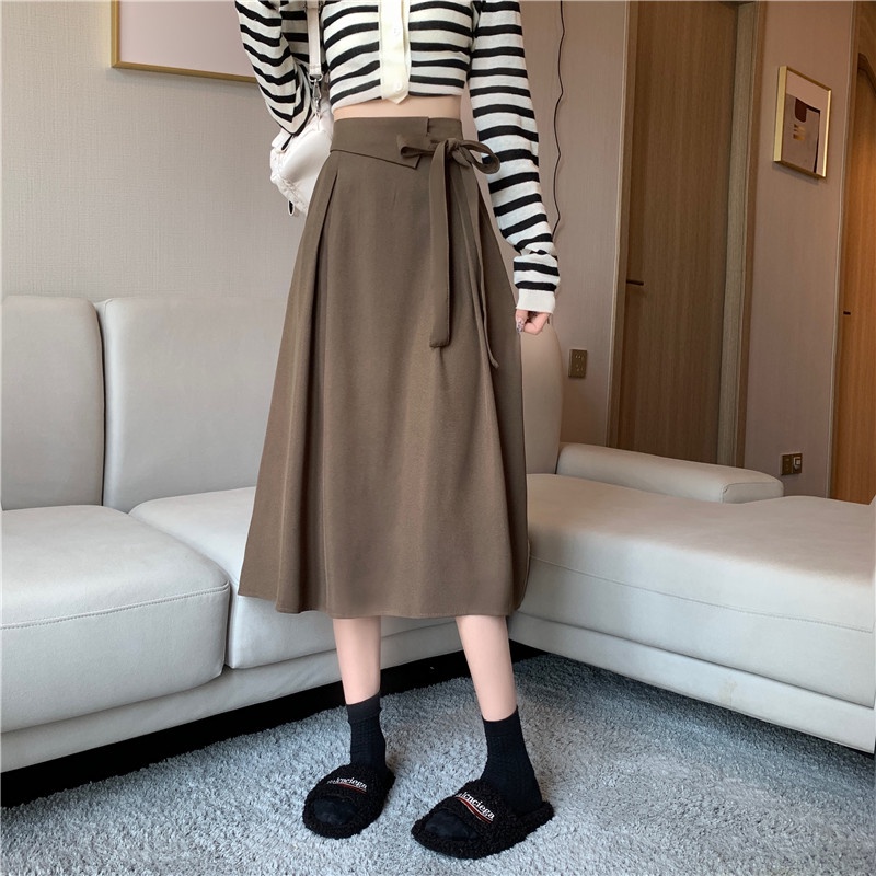 Chân Váy Chữ A Lưng Cao Thắt Dây Thời Trang Mùa Xuân Hàng Mới Dành Cho Bạn Nữ