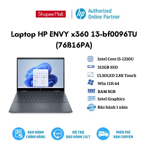 Laptop HP ENVY x360 13-bf0096TU (76B16PA)/ 13-bf0097TU (76B17PA)/ Intel Core i5-1230U