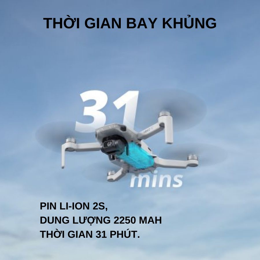 Combo Flycam DJI Mavic Mini 2 SE / Mini SE - Máy bay camera ổn định 3 trục, bay 10km thời gian bay 31 phút bản nâng cấp