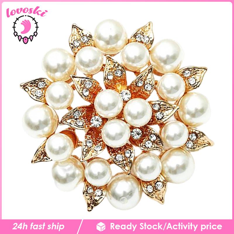 Bông Tai Hình Hoa Đính Ngọc Trai Giả Thanh Lịch Dành Cho Nữ