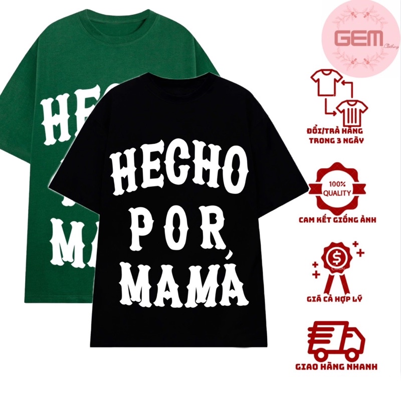 ÁO THUN chất cotton nam nữ HECHO POR MAMA ulzzang form rộng basic, áo phông oversize dáng rộng tay lỡ kiểu dáng Hàn Quốc