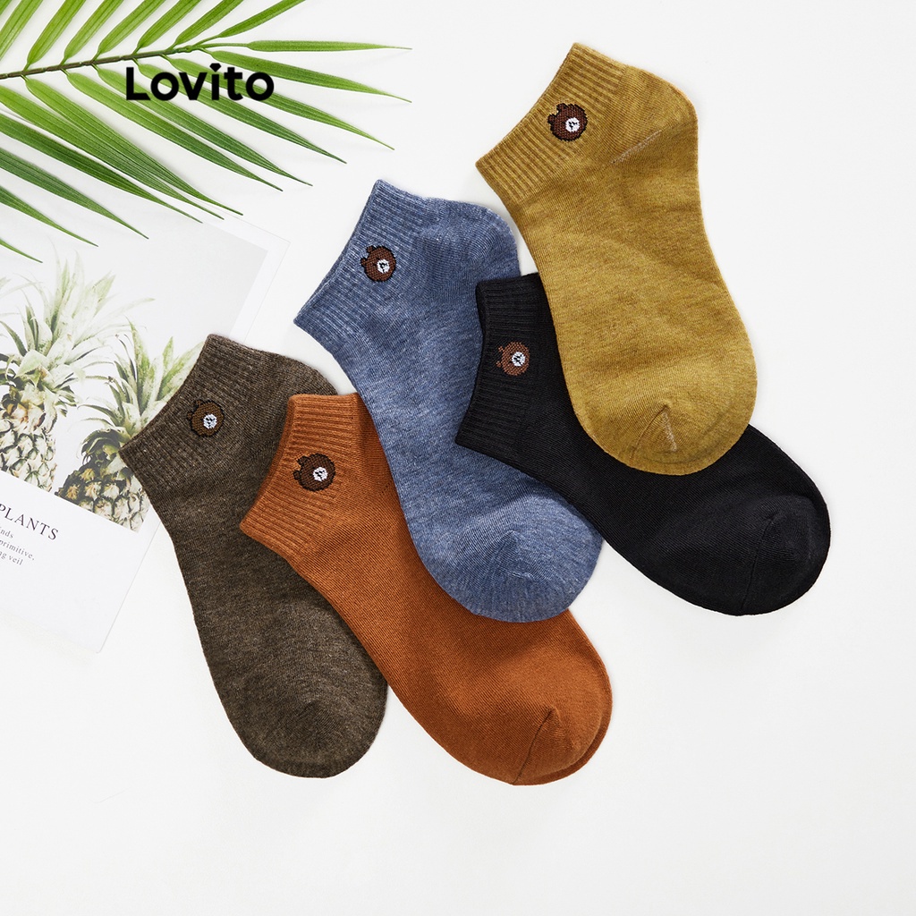 Lovito Vớ cotton tất vô hình trơn thường