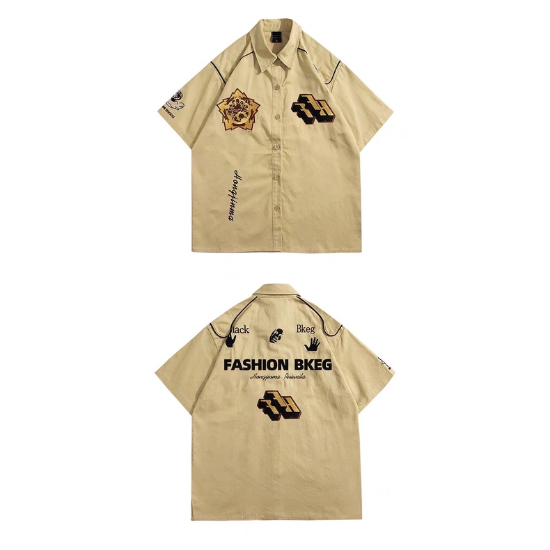 Áo polo Ngắn Tay Dáng Rộng Thời Trang Retro Mỹ Dành Cho Nam Và Nữ 2023 / Size M-3XL