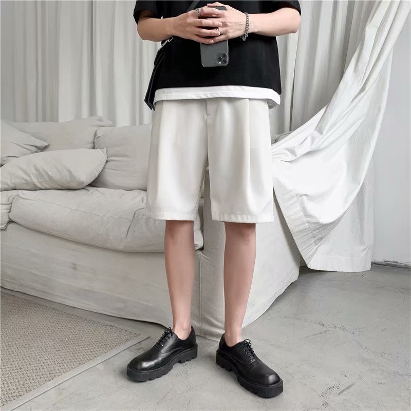 Quần ngắn ống rộng Màu Trơn Phong Cách Hàn Quốc Thời Trang Mùa Hè Mới Cho Nam