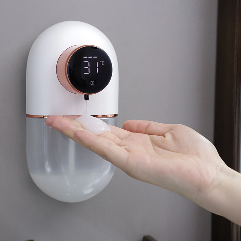 1 Bộ Bình Đựng Xà Phòng Rửa Tay Tự Động Thông Minh Sạc USB Màn Hình Kỹ Thuật Số Màu Trắng