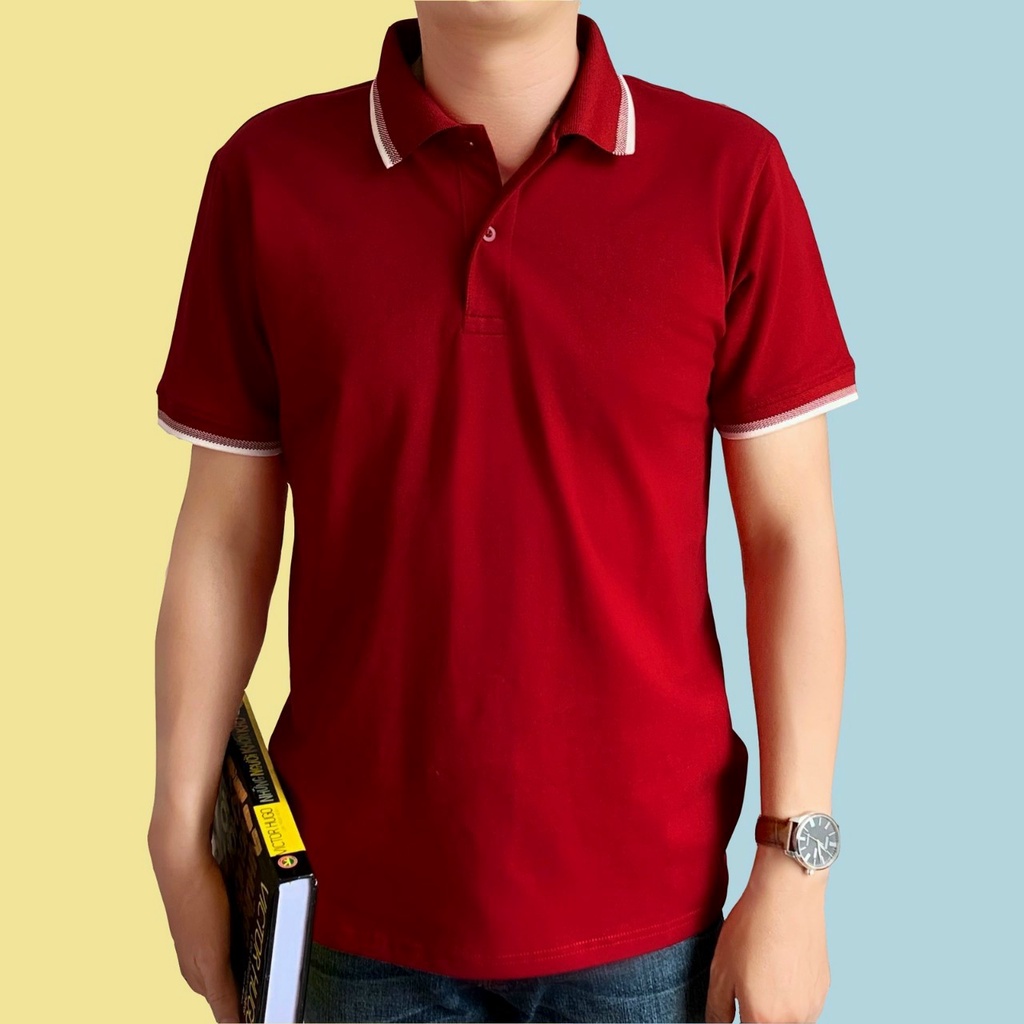 Áo thun Polo nam, hàng thiết kế, vải cá sấu cotton 100% cao cấp, viền cổ và tay siêu đẹp, màu Đỏ đô