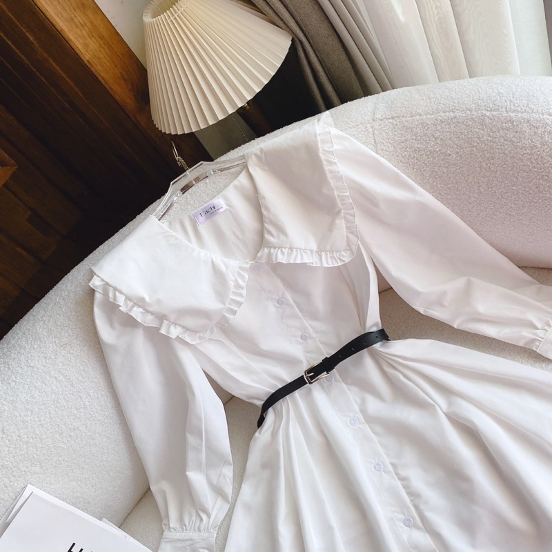 ĐẦM BBD TRẮNG CỔ BÈO TAY PHỒNG