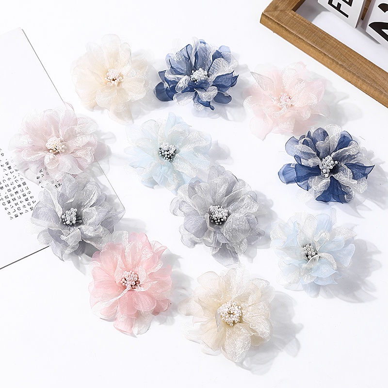1 Nhánh Hoa Nhân Tạo Nhiều Lớp Bằng Vải Organza Nhân Tạo 8CM Dành Cho Trang Trí Nhà Cửa / Tiệc Cưới DIY