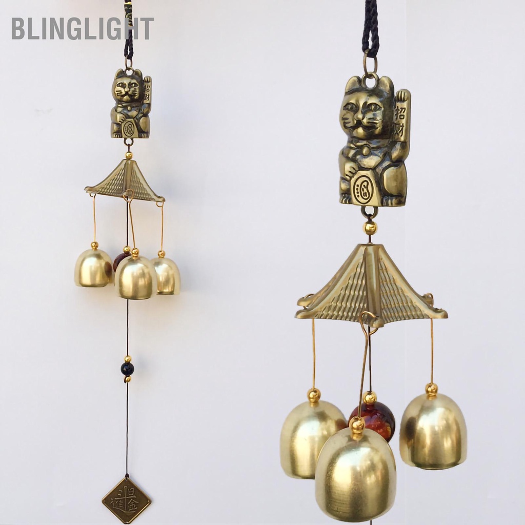 Chuông gió phong thủy ống đồng Chuông gió mèo may mắn Chuông Treo Kim Loại Cho Cửa Trang Trí Đồ Blinglight
