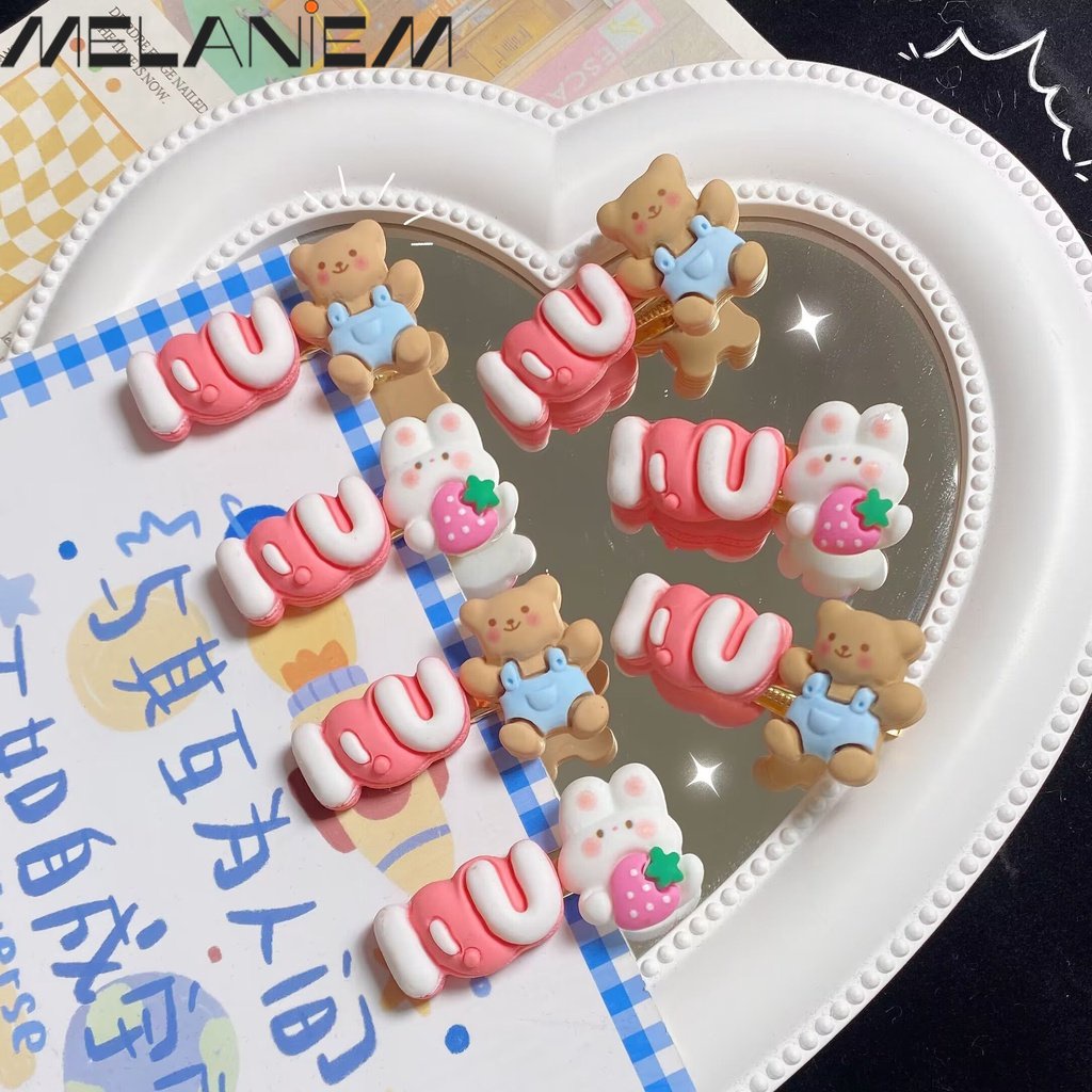 Kẹp Tóc BB Họa Tiết Hoạt Hình Gấu / Thỏ / Dâu Tây Dễ Thương Phong Cách Hàn Quốc Cho Bé Gái