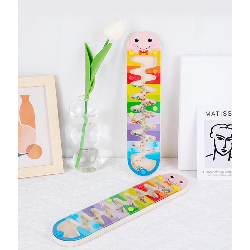 Đồ Chơi Nhạc Cụ Đi Mưa Cầu Vồng Đồng Hồ Cát Cảm Ứng Montessori Bằng Gỗ