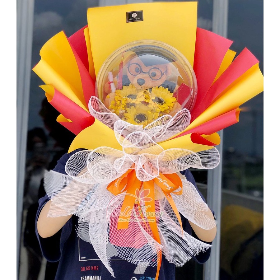 [Hỏa tốc] Bó hoa gấu mini phối hoa sáp thơm tặng lễ tốt nghiệp, valentine, 8/3, sinh nhật cho người yêu Lala