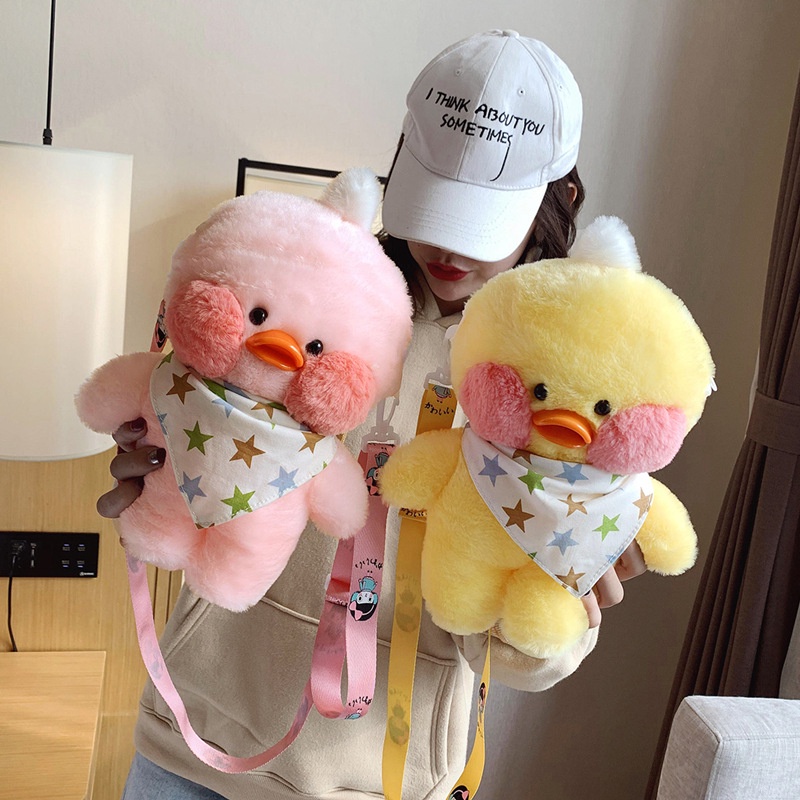 Túi Đeo Chéo Hình Chú Vịt Nhồi Bông Dễ Thương Phong Cách Hàn Quốc
