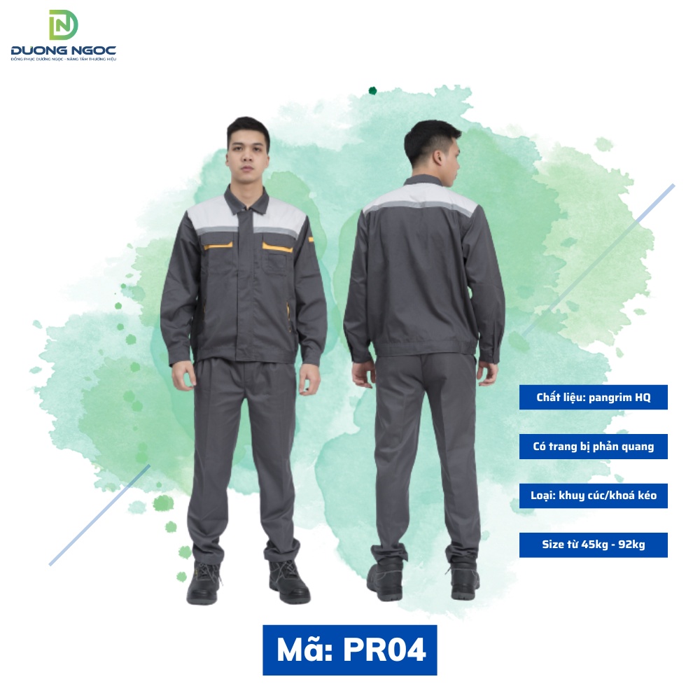 BỘ QUẦN ÁO BẢO HỘ VẢI PANGRIM HÀN QUỐC MÀU CHÌ CÓ PHẢN QUANG SIÊU BỀN GIÁ CỰC RẺ CHẤT LƯỢNG CAO PR04