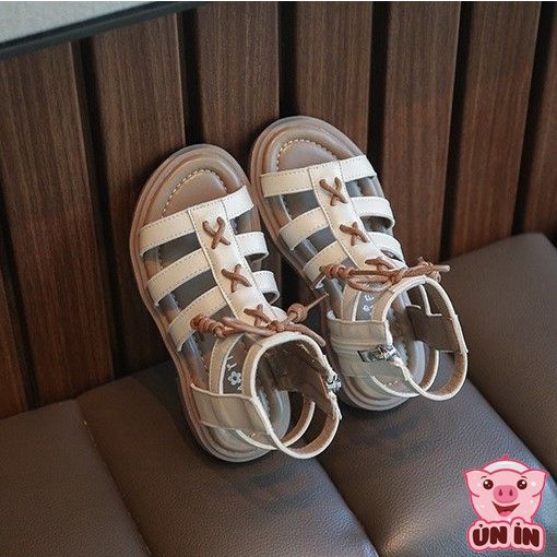 Dép quai hậu cho bé gái, Sandal chiến binh khóa kéo phối dây thắt xinh xắn đế chống trơn trượt cho bé B11