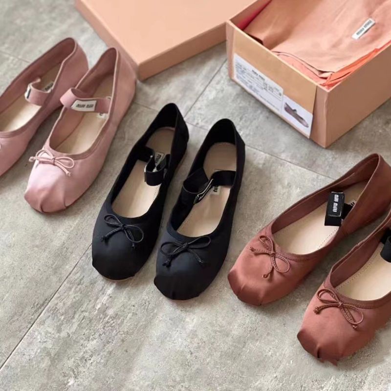 8IMQ Miu Miu bow ballet shoes for women 2022 new all-match Mary Jane flat shoes