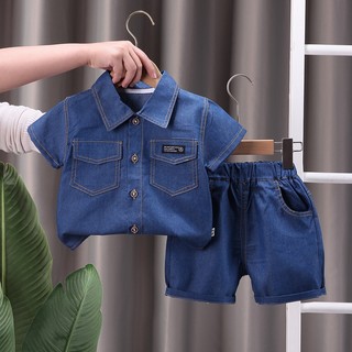 Set Đồ Mùa Hè 2 Món Gồm Áo Denim + Quần Jeans Cho Bé Trai