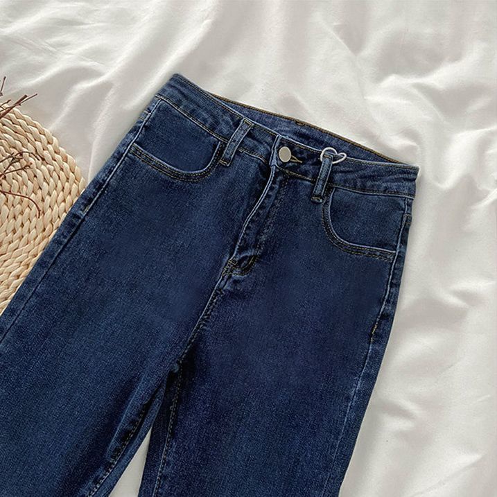 Quần Jean Ống Loe Màu Xanh Đậm Thời Trang Cho Nữ