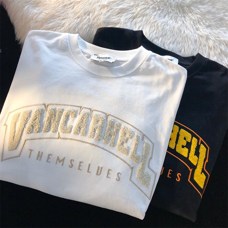 COZOK Áo Thun Ngắn Tay Dáng Rộng Thêu Họa Tiết Thời Trang